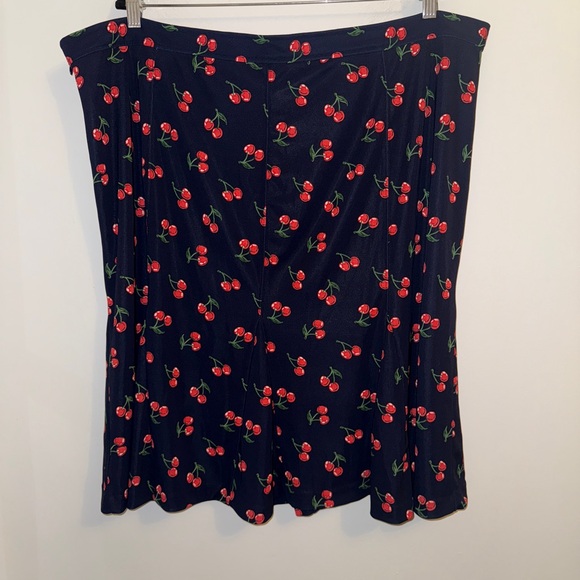 Talbots Woman 22W Cherry Print Flounce Skirt Navy Red Fruit Pattern NWT - Picture 9 of 15
